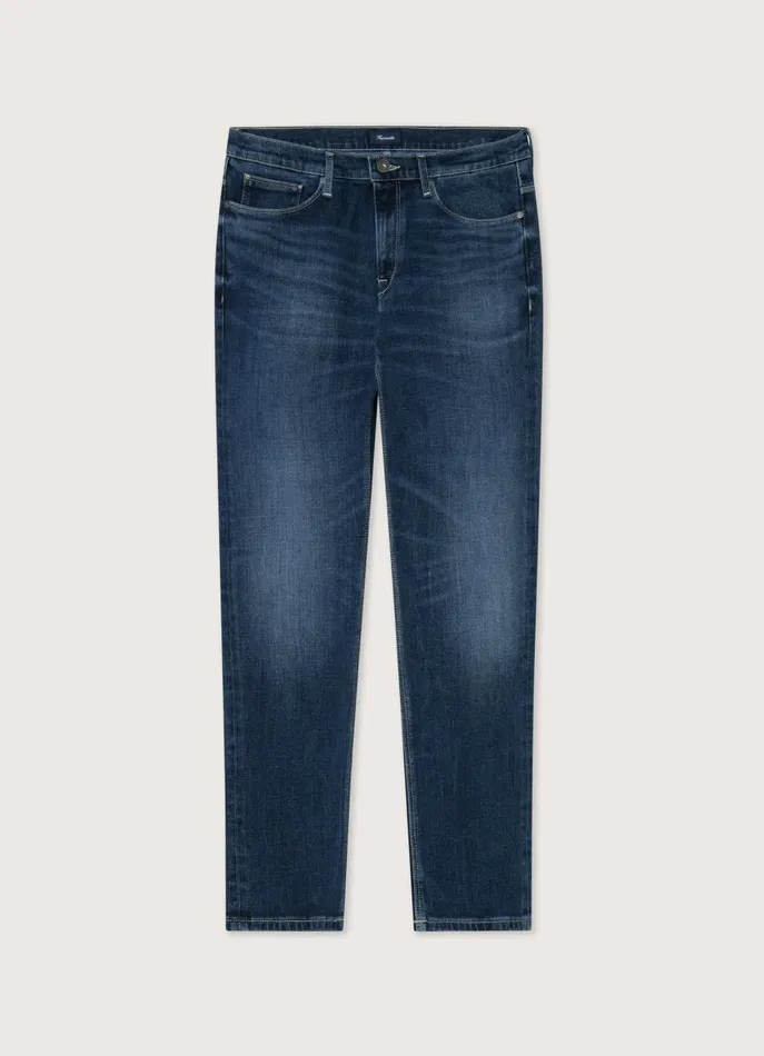 Men Pants Faonnable Regular Fit Worn Effect Jeans Denim Blue