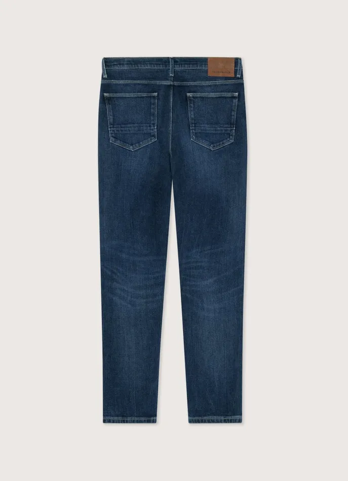 Men Pants Faonnable Regular Fit Worn Effect Jeans Denim Blue