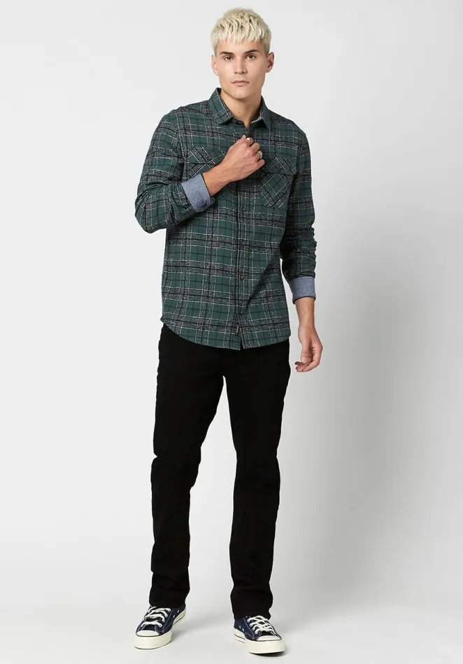 Men Plaid and Chambray Salice Shirt Trekking Buffalo David Bitton Shirts