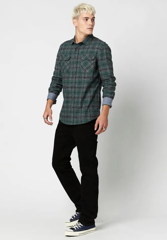 Men Plaid and Chambray Salice Shirt Trekking Buffalo David Bitton Shirts