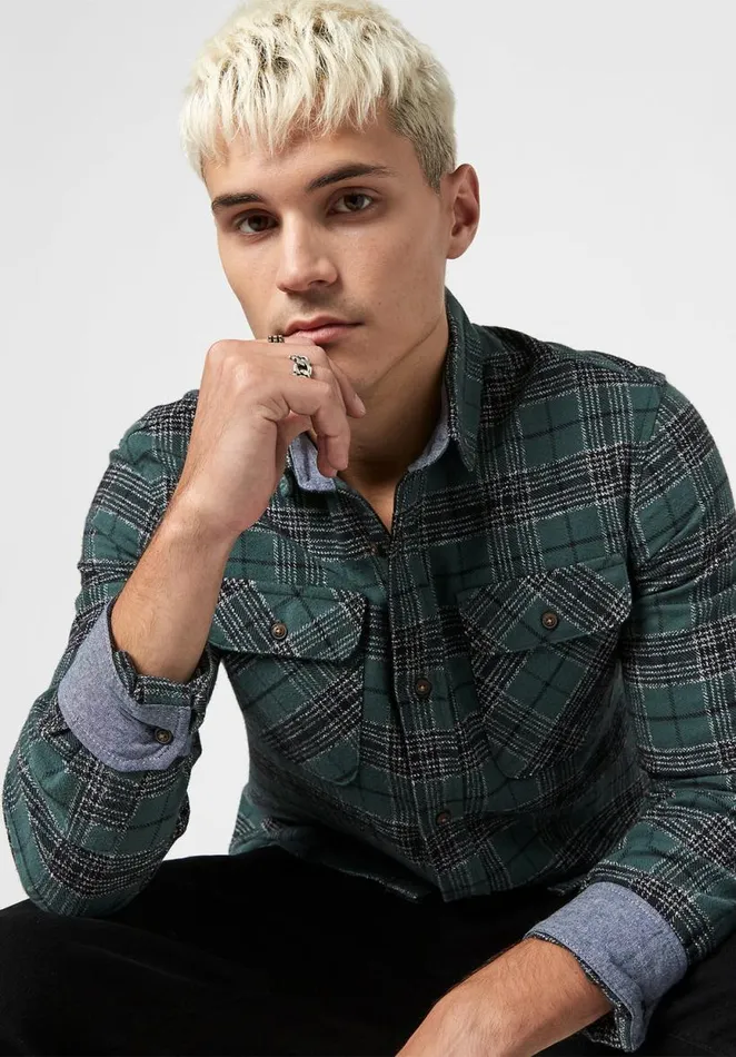 Men Plaid and Chambray Salice Shirt Trekking Buffalo David Bitton Shirts