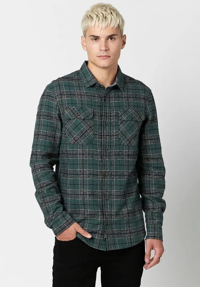 Men Plaid and Chambray Salice Shirt Trekking Buffalo David Bitton Shirts