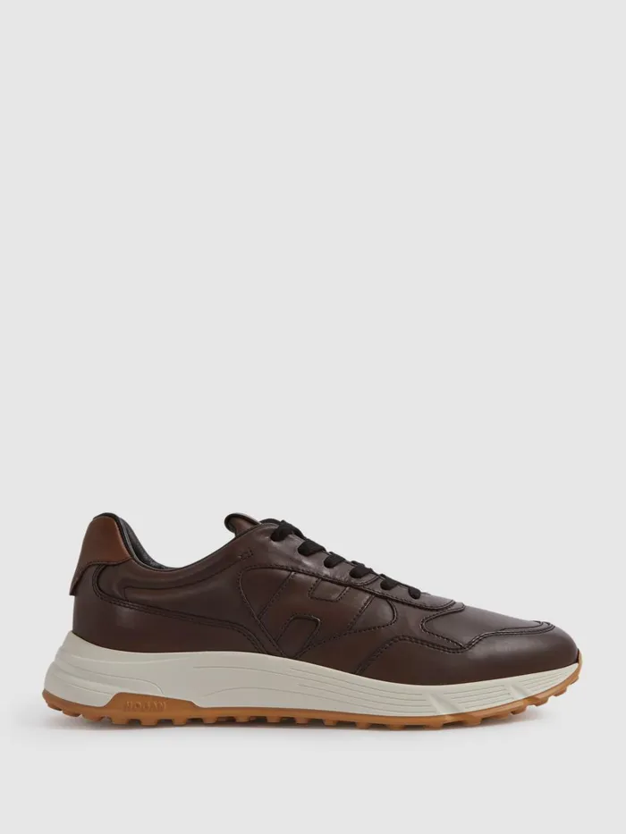 Men Reiss Brands Leather Chunky Trainers Brown