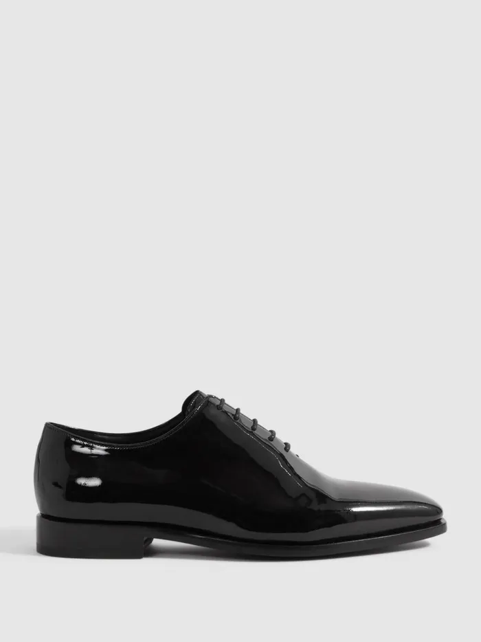 Men Reiss Formal Shoes Mead Patent Leather LaceUp Shoes Black