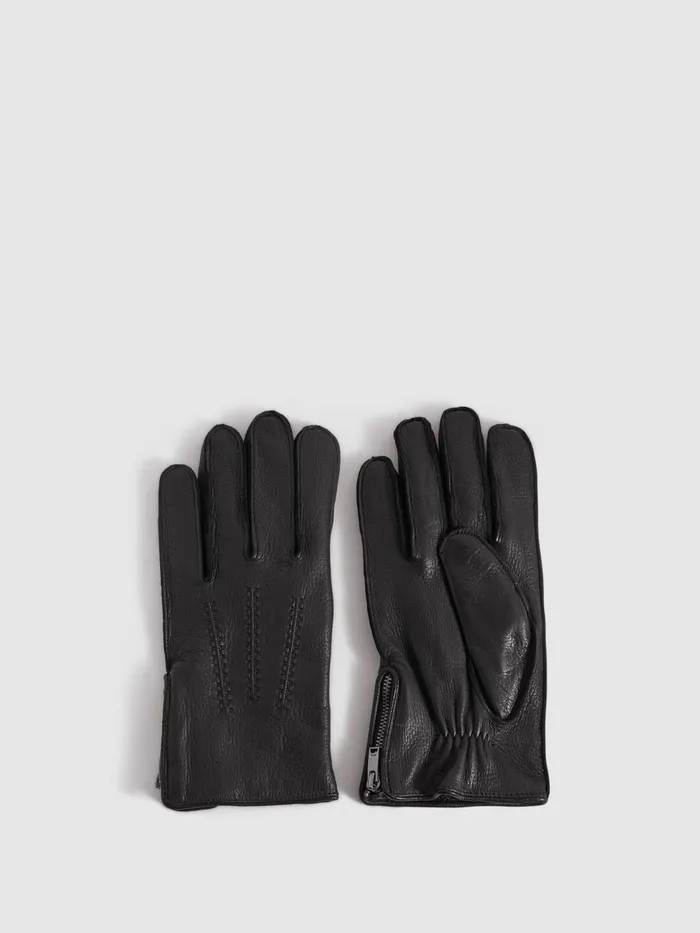 Men Reiss Hats Gloves and Scarves Iowa Leather Gloves Black