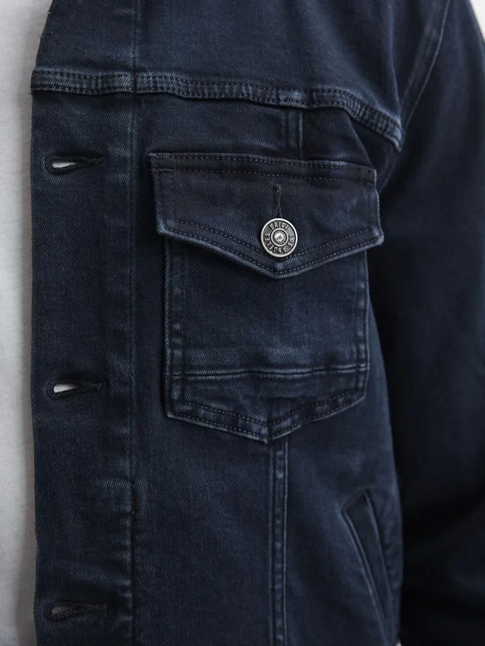 Men Reiss Outerwear and Coats Denim Button Through Jacket Forrester Blue