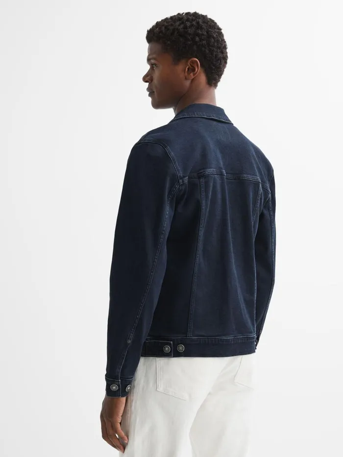Men Reiss Outerwear and Coats Denim Button Through Jacket Forrester Blue