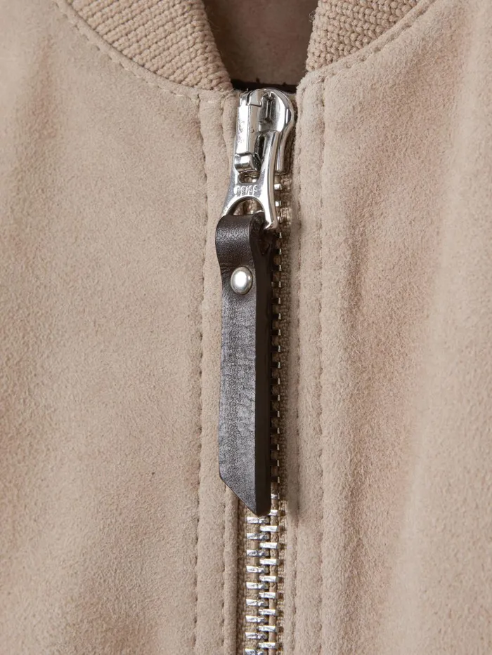 Men Reiss Outerwear and Coats Dilan Suede ZipThrough Bomber Jacket Stone