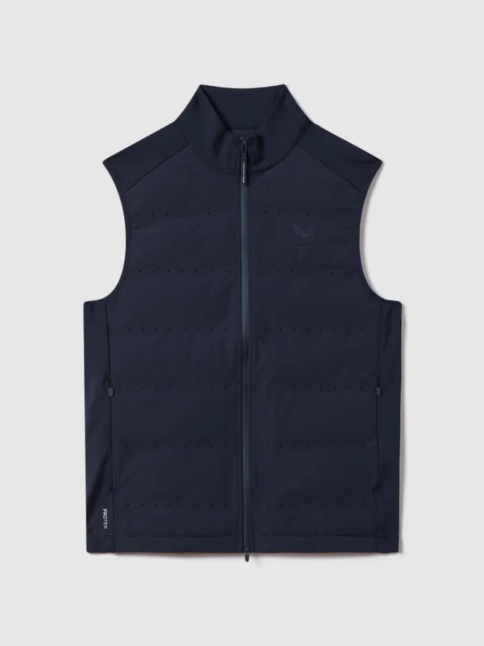 Men Reiss Outerwear and Coats Easton Castore Water Repellent Hybrid Quilted Gilet Midnight Navy