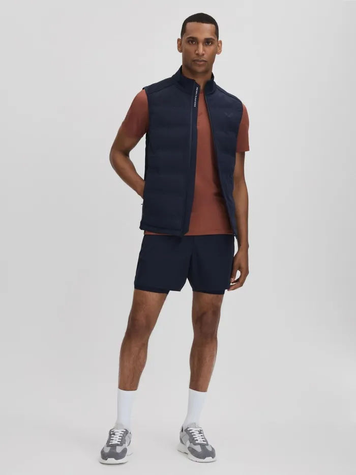 Men Reiss Outerwear and Coats Easton Castore Water Repellent Hybrid Quilted Gilet Midnight Navy