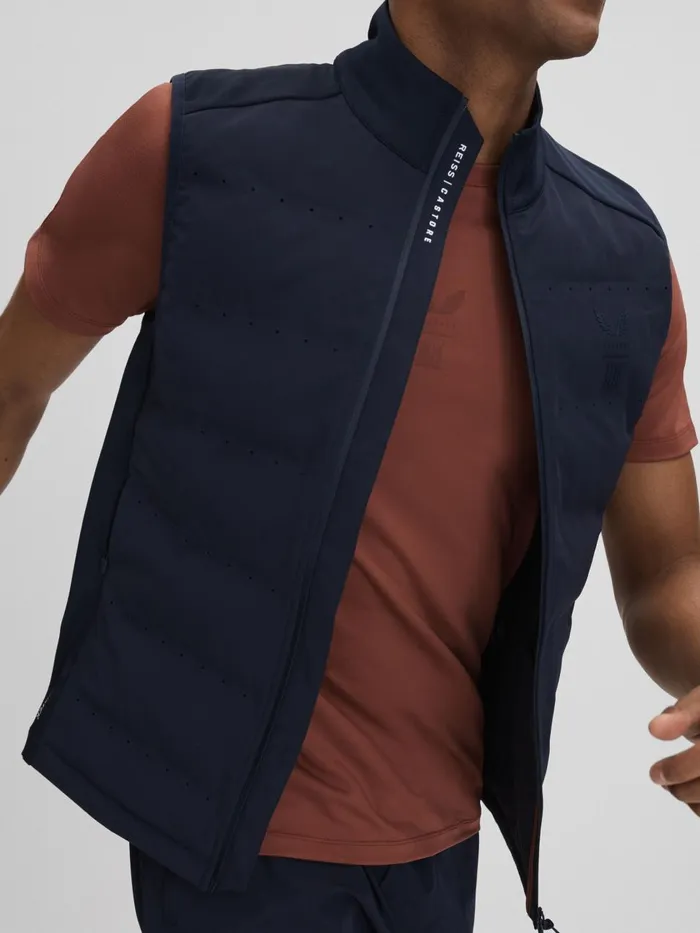 Men Reiss Outerwear and Coats Easton Castore Water Repellent Hybrid Quilted Gilet Midnight Navy