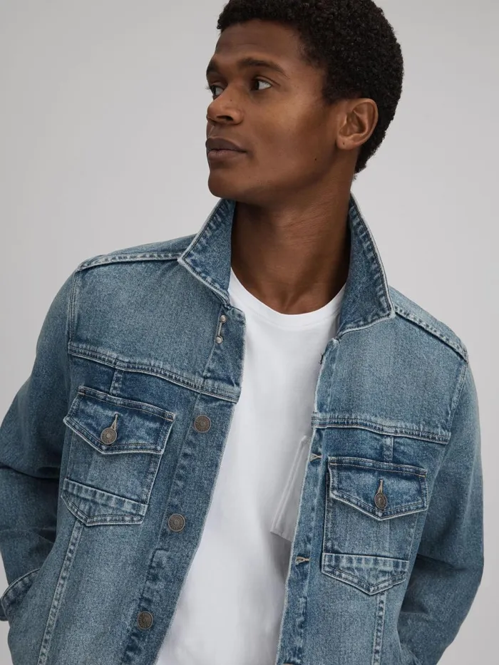 Men Reiss Outerwear and Coats Jacket Denim Blue