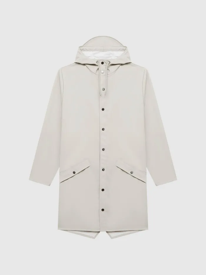 Men Reiss Outerwear and Coats Longline Hooded Raincoat Putty