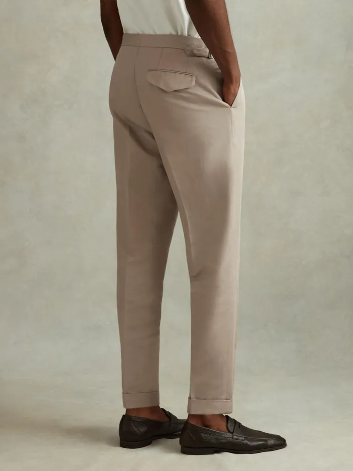 Men Reiss Pants Com Relaxed Cropped Trousers With TurnedUp Hems Stone