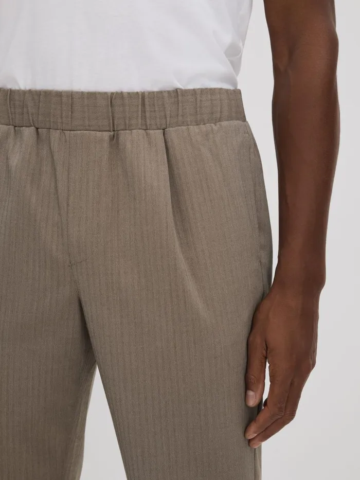 Men Reiss Pants Drawstring Herringbone Trousers Sea Fossil