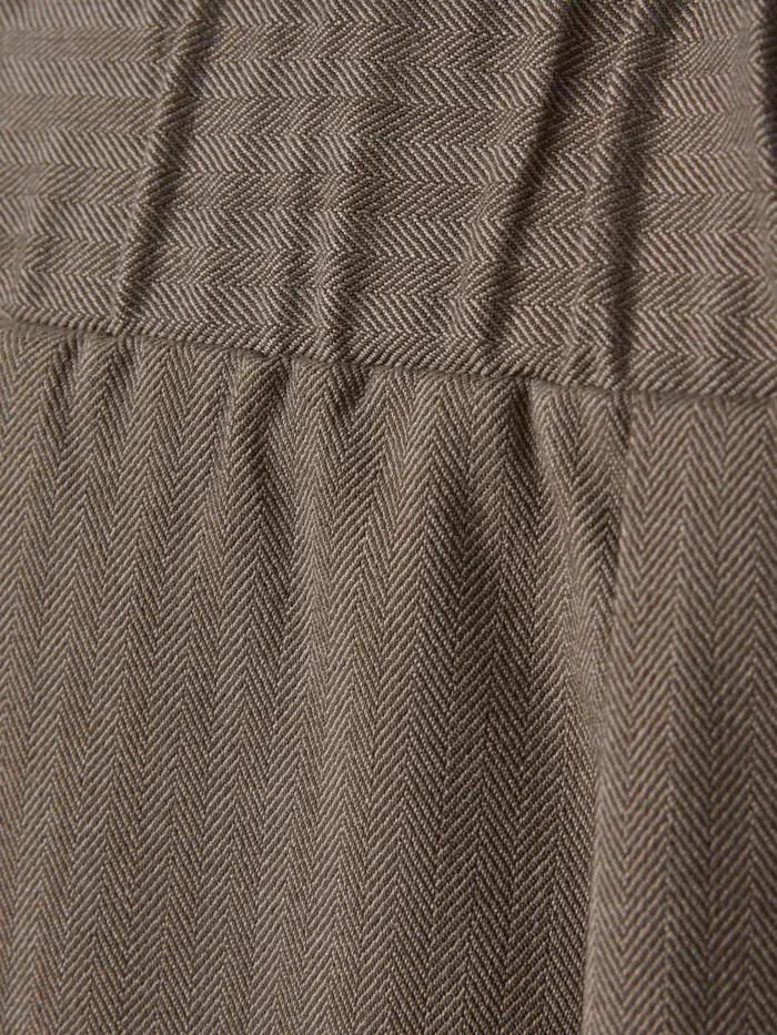Men Reiss Pants Drawstring Herringbone Trousers Sea Fossil