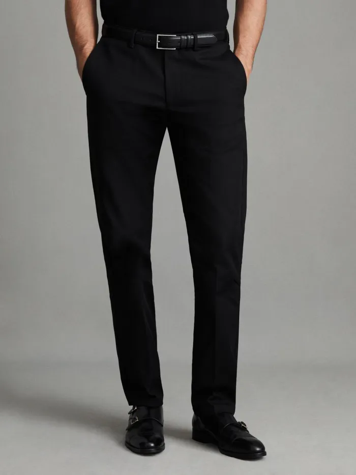 Men Reiss Pants Eastbury Reg Cotton Blend Chinos Black