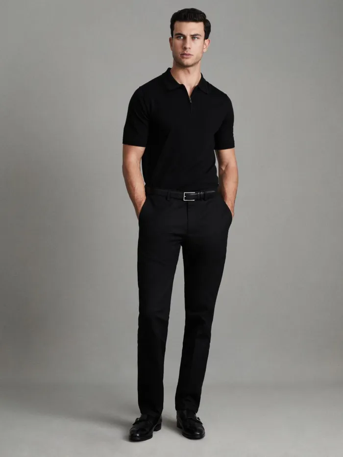 Men Reiss Pants Eastbury Reg Cotton Blend Chinos Black