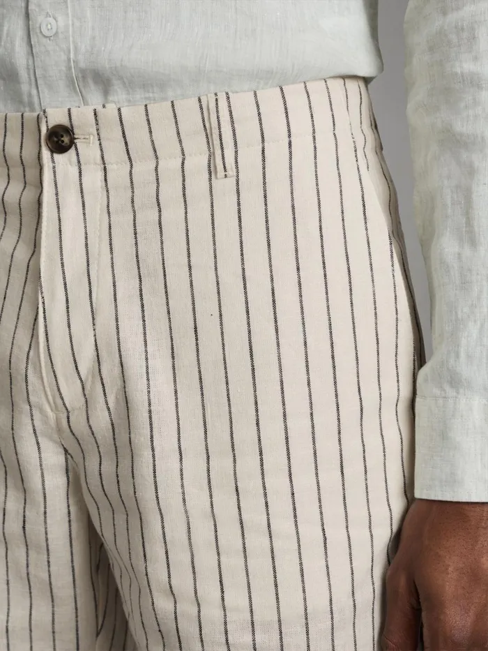Men Reiss Shorts Ezra Cotton Blend Internal Drawstring Shorts Ecru Stripe