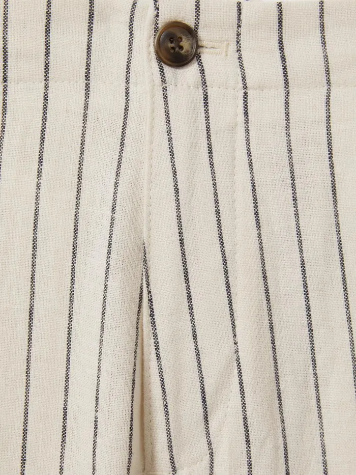 Men Reiss Shorts Ezra Cotton Blend Internal Drawstring Shorts Ecru Stripe