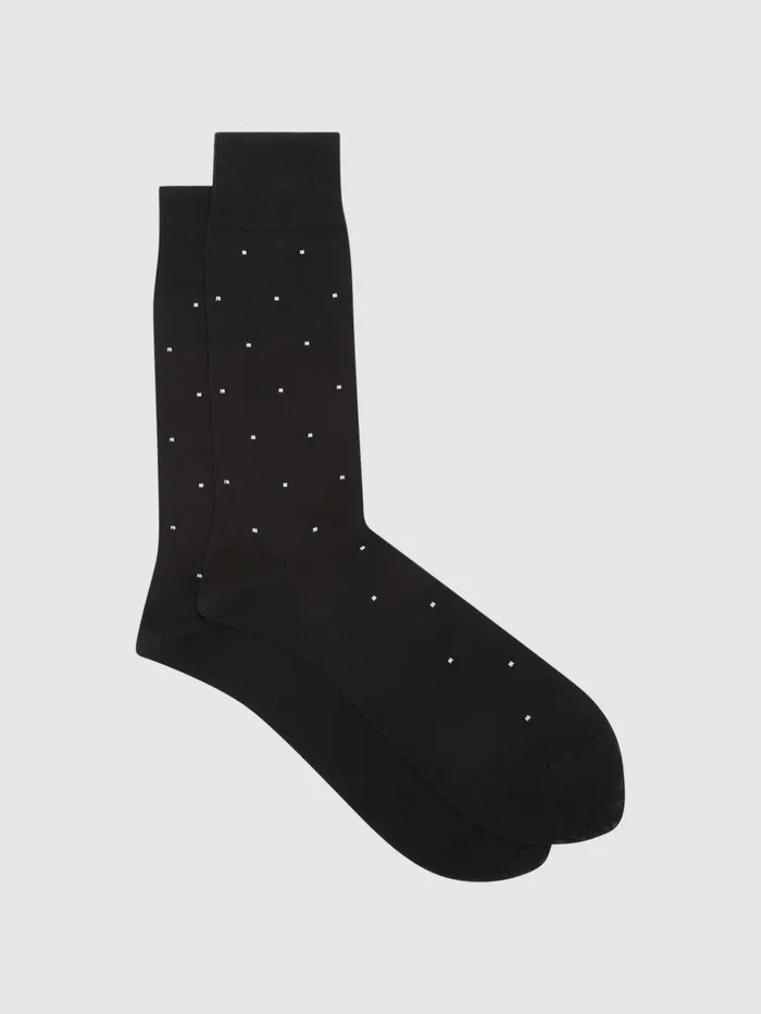 Men Reiss Socks and Underwear Mario Spot Polka Dot Socks Black