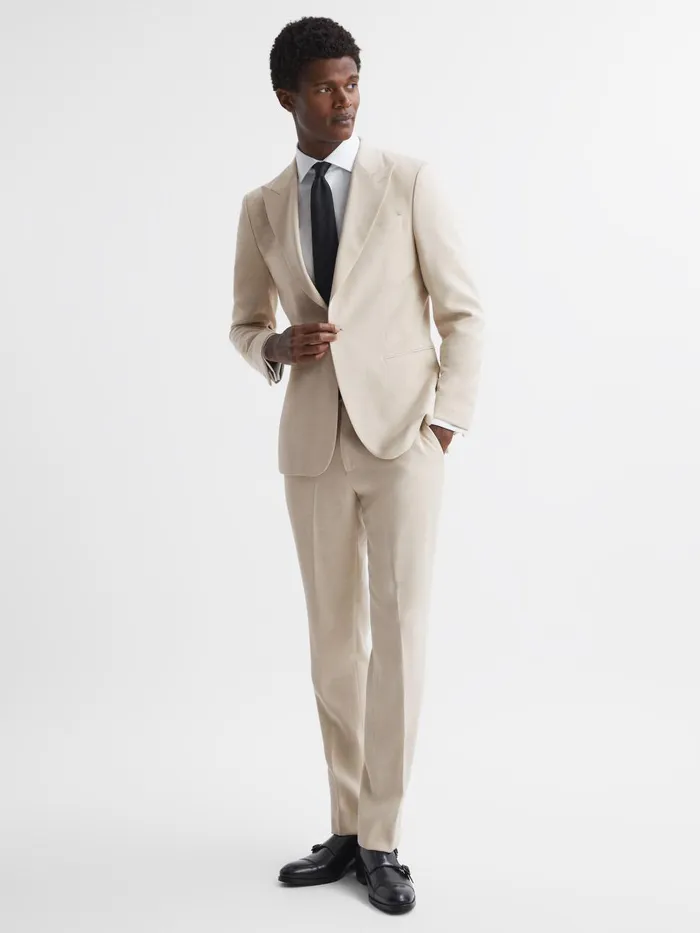 Men Reiss Suits and Tailoring Gatsby Slim Fit Textured Single Breasted Blazer Ivory Men Reiss Suits and Tailoring Gatsby Slim Fit Textured Single Breasted Blazer Ivory