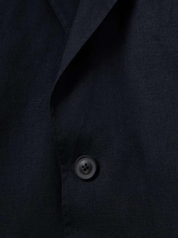 Men Reiss Suits and Tailoring Kin Slim Fit Single Breasted Linen Blazer Navy