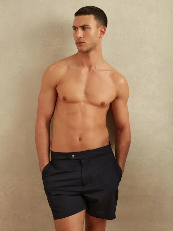 Men Reiss Swimwear Sun Side Adjuster Swim Shorts Navy