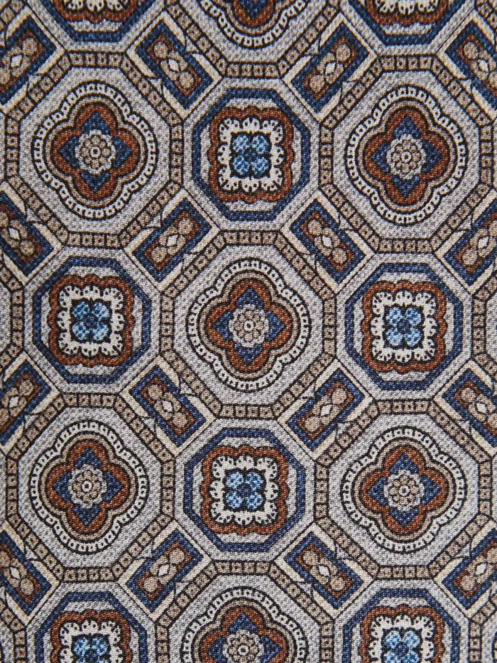 Men Reiss Ties and Pocket Squares Assisi Silk Medallion Print Tie Grey Multi