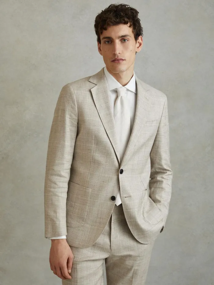 Men Reiss Ties and Pocket Squares Giotto Textured Silk Blend Tie Cream