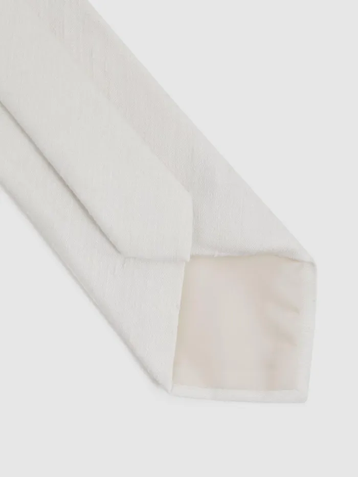 Men Reiss Ties and Pocket Squares Giotto Textured Silk Blend Tie Cream
