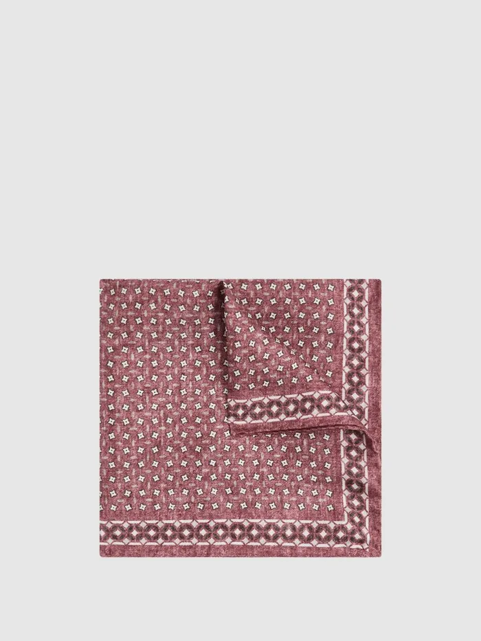Men Reiss Ties and Pocket Squares Nicolo Silk Floral Print Pocket Square Dusty Rose