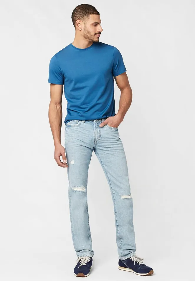 Men Relaxed Straight Driven Sanded Jeans Indigo Buffalo David Bitton Relaxed Straight Driven