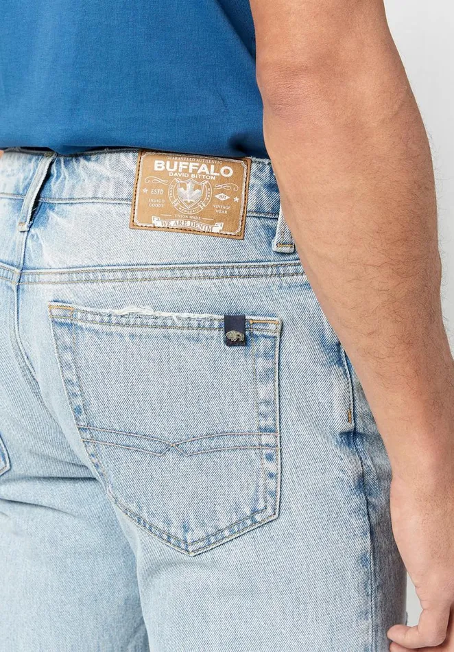 Men Relaxed Straight Driven Sanded Jeans Indigo Buffalo David Bitton Relaxed Straight Driven