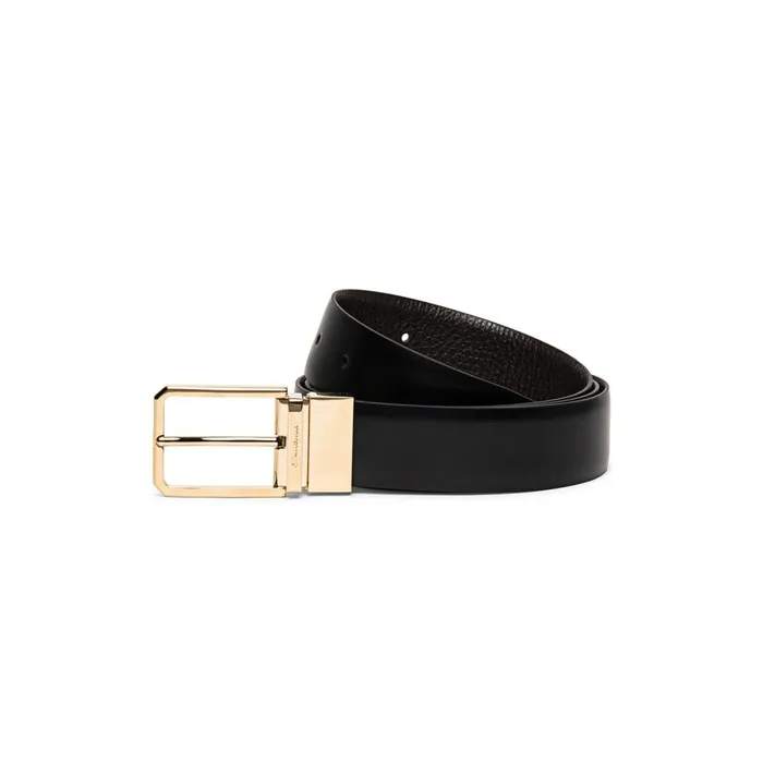 Men Reversible And Adjustable Smooth Black And Tumbled Brown Leather Belt Santoni Belts
