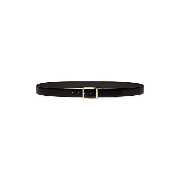 Men Reversible And Adjustable Smooth Black And Tumbled Brown Leather Belt Santoni Belts