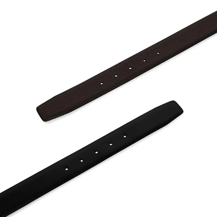 Men Reversible And Adjustable Smooth Black And Tumbled Brown Leather Belt Santoni Belts