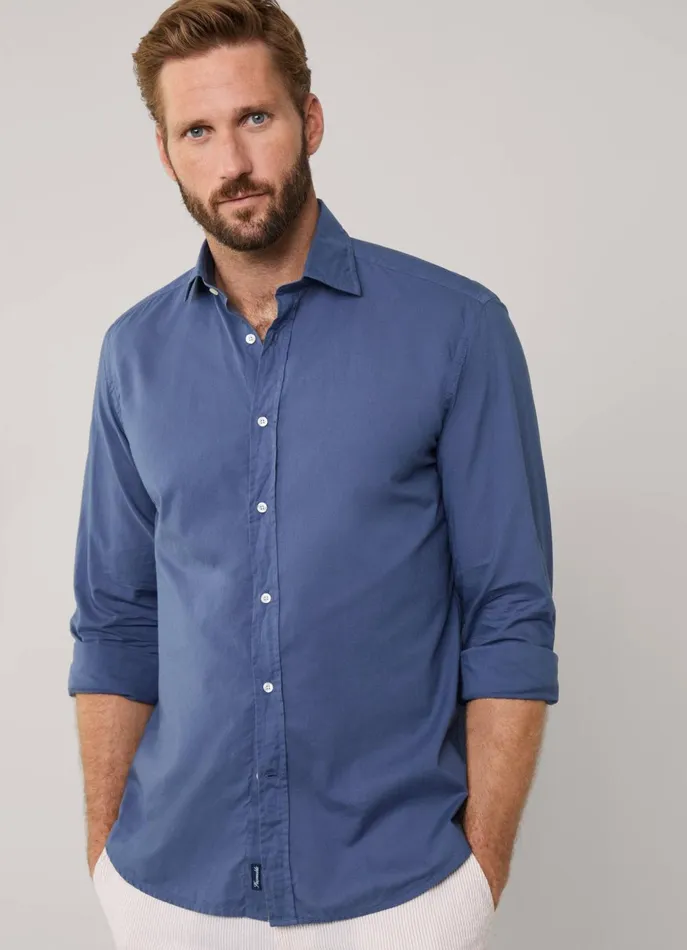 Men Shirts Faonnable Regular Fit Voile Shirt Pop Blue