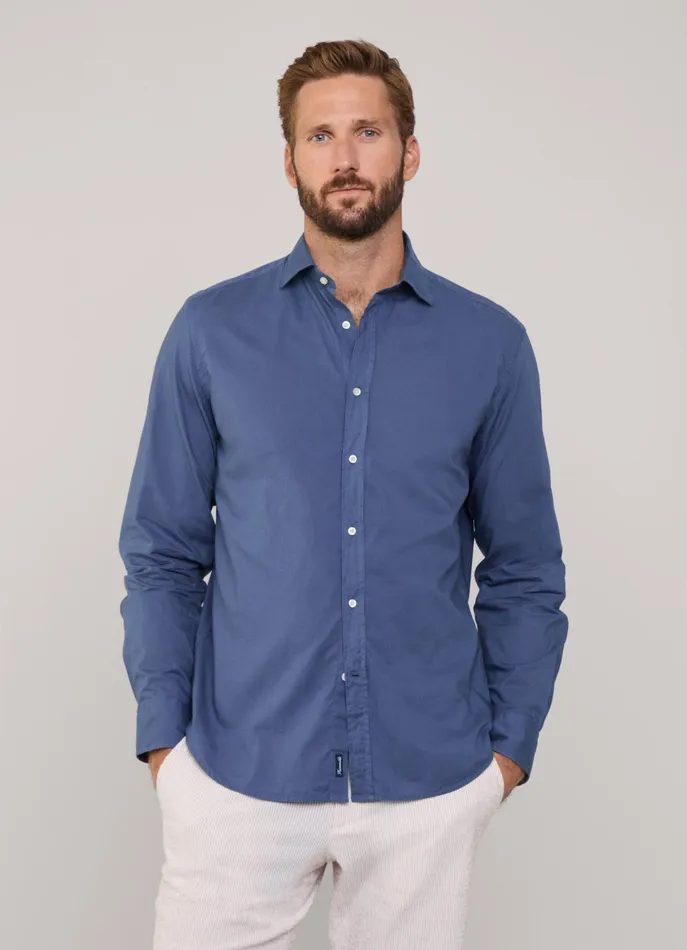 Men Shirts Faonnable Regular Fit Voile Shirt Pop Blue