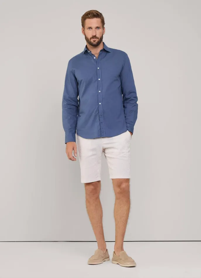 Men Shirts Faonnable Regular Fit Voile Shirt Pop Blue