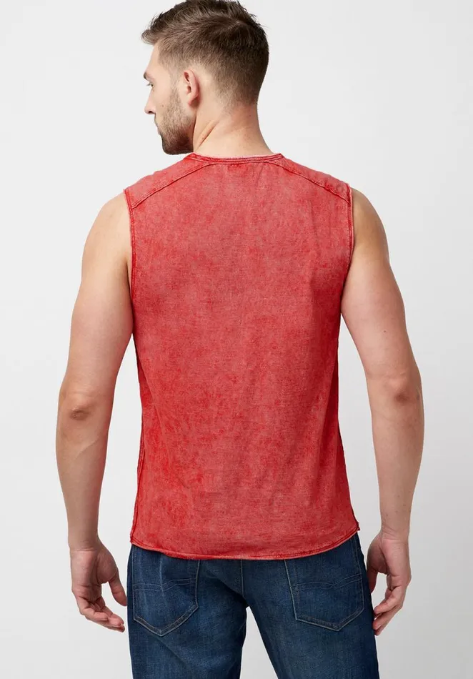 Men Sleeveless Karmola Optic Wash Tank Top Garnet Buffalo David Bitton Tops and Tees