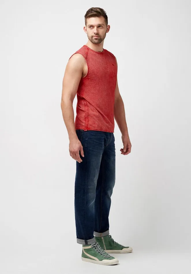 Men Sleeveless Karmola Optic Wash Tank Top Garnet Buffalo David Bitton Tops and Tees