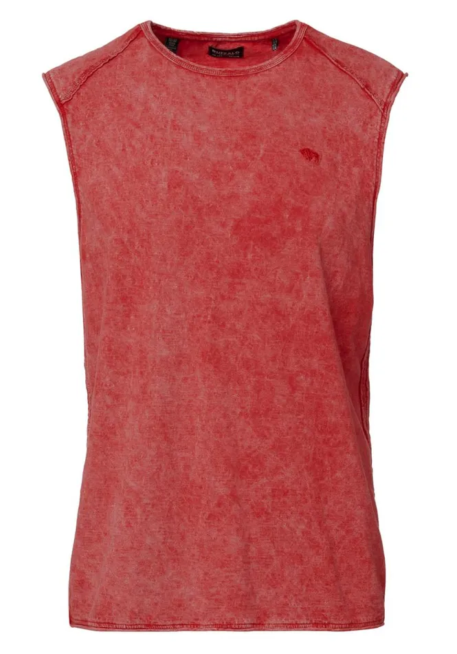 Men Sleeveless Karmola Optic Wash Tank Top Garnet Buffalo David Bitton Tops and Tees