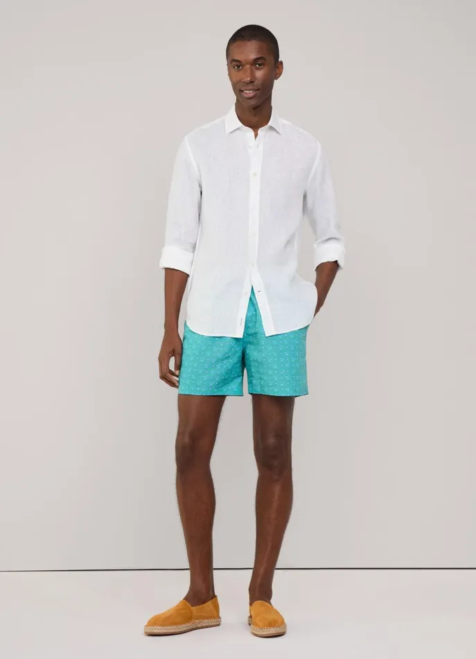 Men Swimwear Faonnable Birds Swim Shorts Meadow Blue