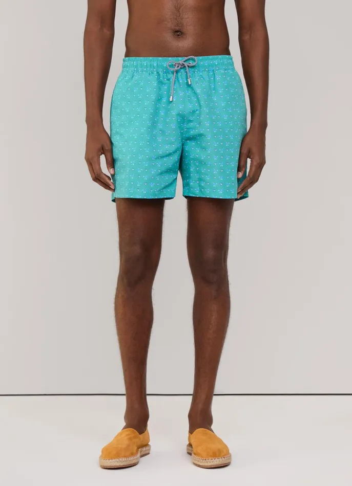 Men Swimwear Faonnable Birds Swim Shorts Meadow Blue