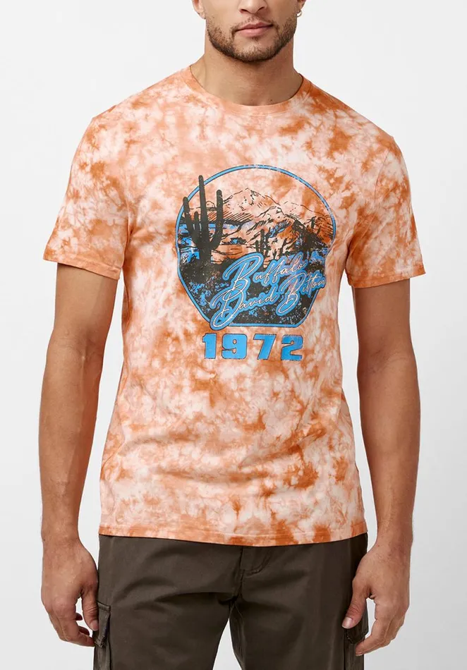 Men Tigels Tie Dye TShirt Dusty Orange Buffalo David Bitton Tops and Tees