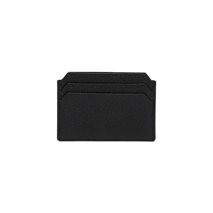 MenWomen Black Saffiano Leather Credit Card Holder Santoni Small Leather Goods