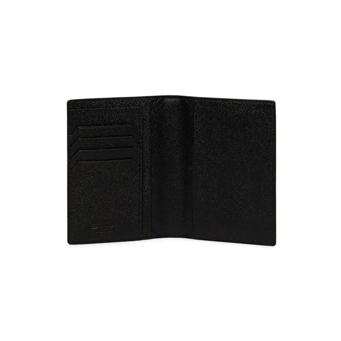 MenWomen Black Saffiano Leather Passport Case Santoni Small Leather Goods