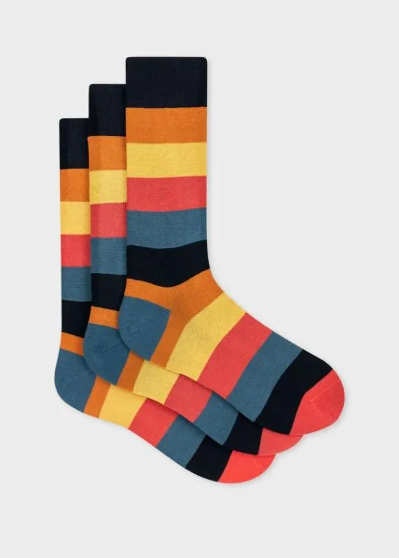 Mens 039Artist Stripe039 Block Socks Three Pack Paul Smith Socks
