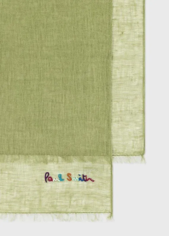 Mens 039Love039 Embroidered Linen Scarf Paul Smith Scarves Mens 039Love039 Embroidered Linen Scarf Paul Smith Scarves